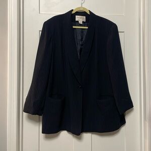Jones, New York suit blazer. Size 22W women’s navy blue and white pinstripe.